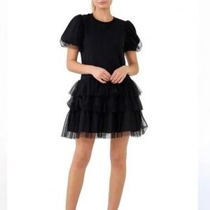 English Factory Ruffled Tulle Dress